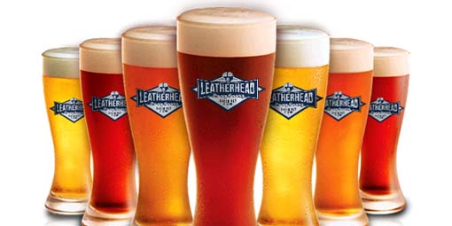 beer glasses with Leatherhead logo photoshopped on them
