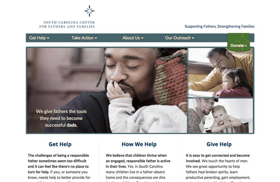A screenshot of the Center for Fathers home page