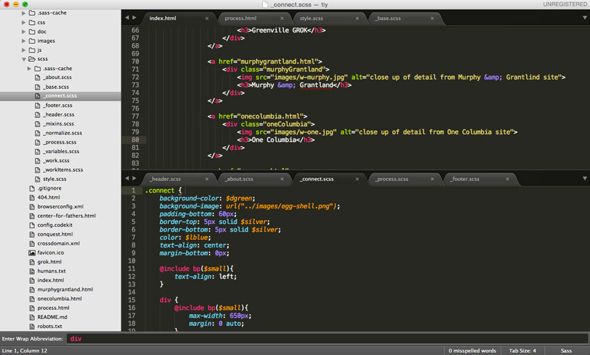 A screenshot of my code editing window